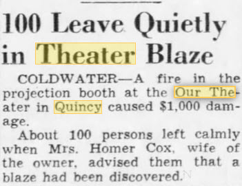 Our Theatre - FIRE AT THEATER JAN 22 1950